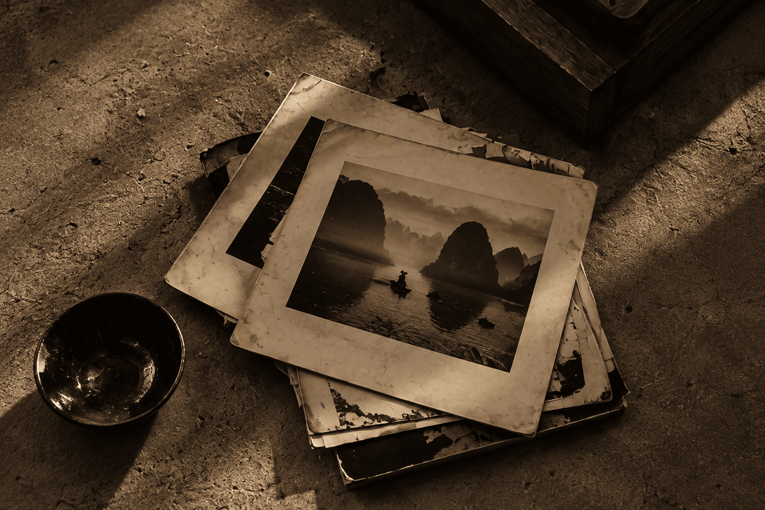 Old prints on a concrete floor